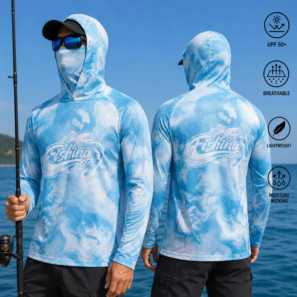 Mens Fishing Hooded Shirt UPF5 - Fishing review and price